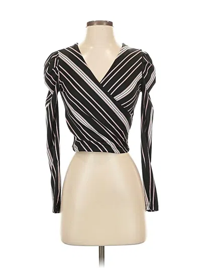 Pre-owned Iris Long Sleeve Top Black Plunge Neckline Tops