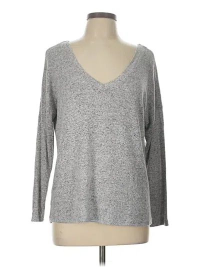 Pre-owned Iris Long Sleeve Top Gray V-neck Tops