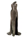 Iris Serban Alba Pleated One-shoulder Dress In Brown