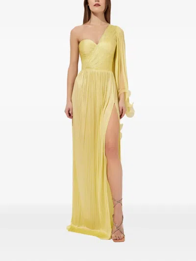 Iris Serban Anemona Pleated One-shoulder Dress In Yellow
