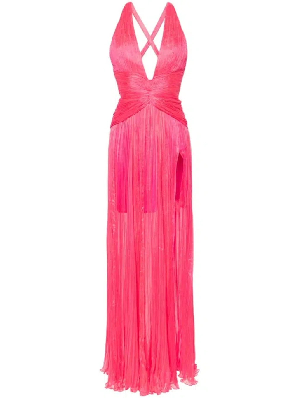 strapless open back dress Lia Long dress in rose-pink silk – Deliberti main image 1