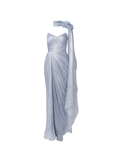 Iris Serban Draped Floral-detail Dress In Blue