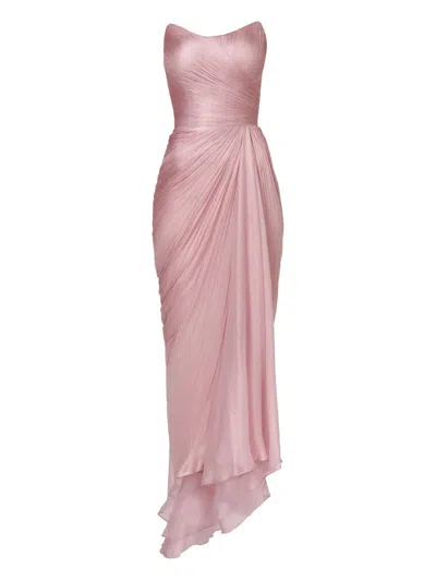 Iris Serban Draped Strapless Dress In Pink