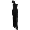 Iris Serban Scarf-detail Strapless Silk Gown In Black