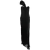 Iris Serban Scarf-detail Strapless Silk Gown In Black