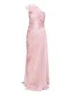 Iris Serban Elemiah Feather-trim Gown In Pink