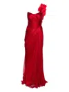 Iris Serban Haziel Rose-embellished Silk Dress In Red