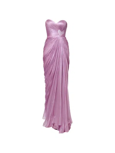 Iris Serban Heart Draped Dress In Purple