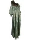 Iris Serban Hellen One-sleeve Maxi Dress In Green