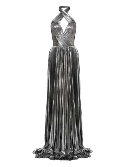 Iris Serban Kareen Halter-neck Pleated Dress In Animal Print