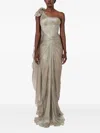 Iris Serban Lissa One-shoulder Bow Maxi Dress In Gray