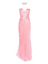 Iris Serban Luna Sweetheart-neck Metallic Maxi Dress In Pink