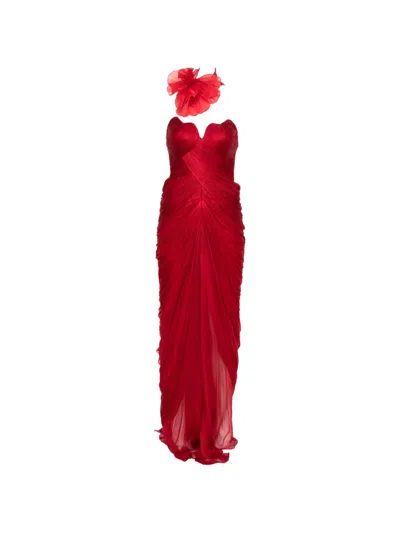 Iris Serban Marisa Draped Maxi Dress In Red