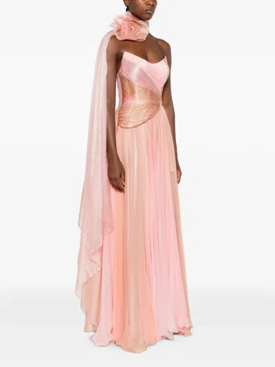 Iris Serban Metallic-print Maxi Dress In Pink