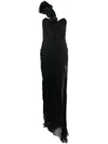 Iris Serban Scarf-detail Strapless Silk Gown In Black