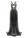 Iris Serban Pleated Twist-front Dress In Silver