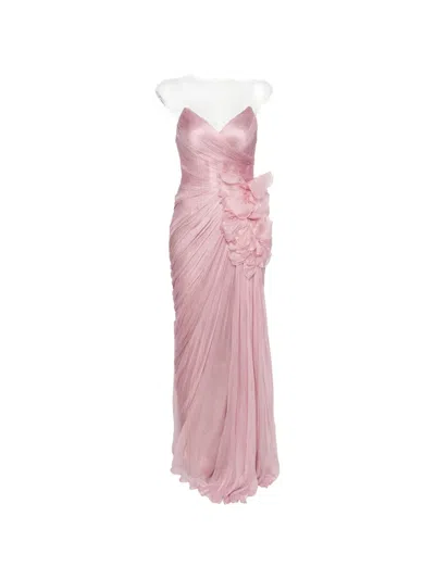 Iris Serban Rafael Flower Draped Maxi Dress In Pink