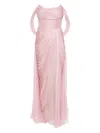 Iris Serban Raziel Draped Off-shoulder Gown In Pink