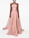 Iris Serban Yeliel Twisted-feathers Maxi Dress In Pink