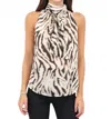 Iris Setlakwe Animal Printed Sleeveless Blouse With Scarf In Beige Black In Multi
