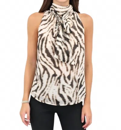 Iris Setlakwe Animal Printed Sleeveless Blouse With Scarf In Beige Black In Multi