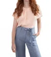 Iris Setlakwe Cap Sleeve Top With Pleats At Neckline In Peach
