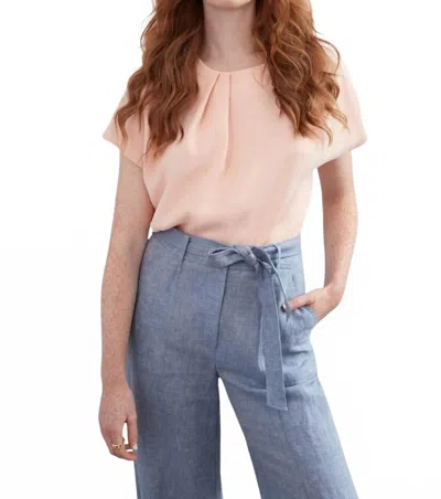 Iris Setlakwe Cap Sleeve Top With Pleats At Neckline In Peach