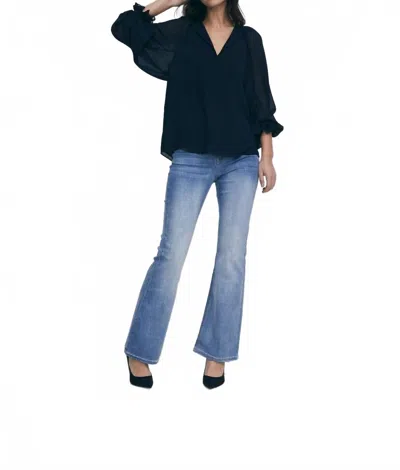Iris Setlakwe Chiffon Long Sleeve Blouse In Navy In Blue