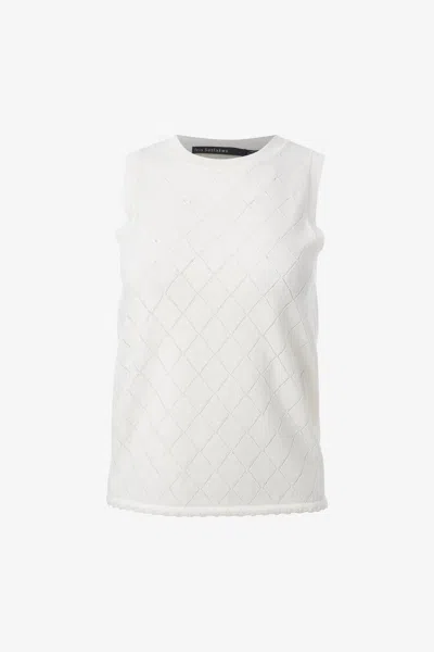 Iris Setlakwe Diamond Pointelle Sleeveless Top In Ivory