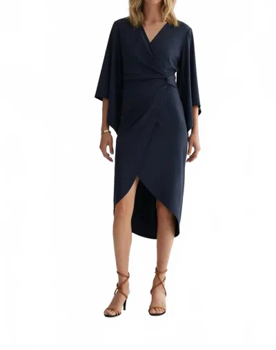 Iris Setlakwe Draped Dress With Side Knot In Navy In Blue