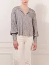 Iris Setlakwe High Cuff Crew-neck Blouse In Mid Grey In Grey