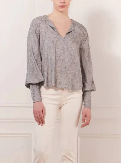 Iris Setlakwe High Cuff Crew-neck Blouse In Mid Grey In Gray