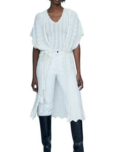 Iris Setlakwe Knit Belt Cardigan In Ivory In Blue