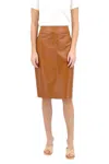 Iris Setlakwe Lamb Leather Pencil Skirt In Tan In Multi