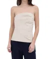 Iris Setlakwe Leather Bustier Strapless Top In Beigebone In Neutral