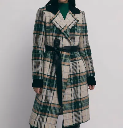 Iris Setlakwe Long Plaid Coat In Green