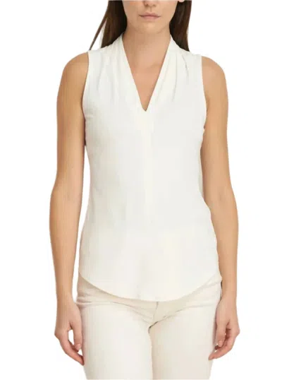 Iris Setlakwe Matte Jersey Sleeveless Pleated V-neck Top In Ivory In White