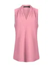Iris Setlakwe Matte Jersey Sleeveless Pleated V Neck Top In Rose Blush In Pink