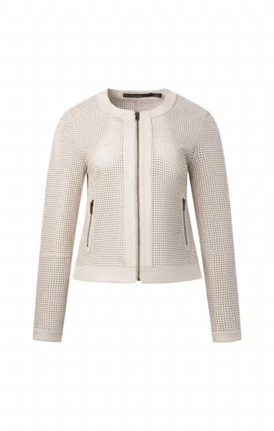 Iris Setlakwe Perforated Leather Moto Jacket In Bone In Beige