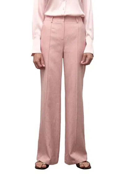 Iris Setlakwe Pintuck Linen Wide Leg Pants In Pink