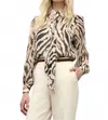 Iris Setlakwe Printed Blouse With Detachable Scarf In Beige/black In Multi