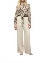 Iris Setlakwe Printed Blouse With Detachable Scarf In Beige/black In Neutral