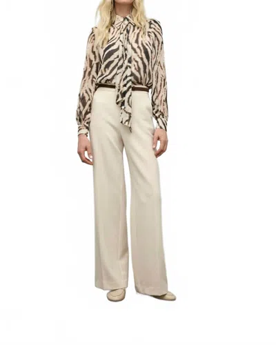 Iris Setlakwe Printed Blouse With Detachable Scarf In Beige/black In Neutral