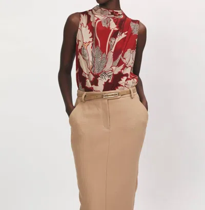 Iris Setlakwe Printed Sleeveless Pleated Top In Red Floral In Multi