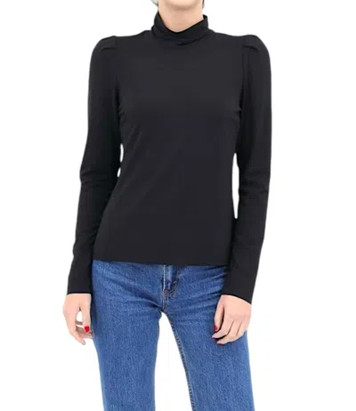 Iris Setlakwe Puff Shoulder Turtleneck Top In Black