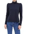 Iris Setlakwe Puff Shoulder Turtleneck Top In Navy In Blue