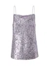 Iris Setlakwe Raindrop Sequin Adjustable Cami Top In Lilac In Blue