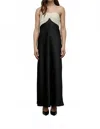 Iris Setlakwe Satin Dress With Chiffon Combo In Bone/black In Black