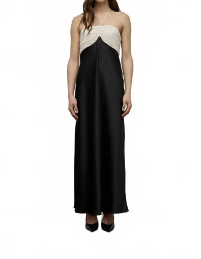 Iris Setlakwe Satin Dress With Chiffon Combo In Bone/black