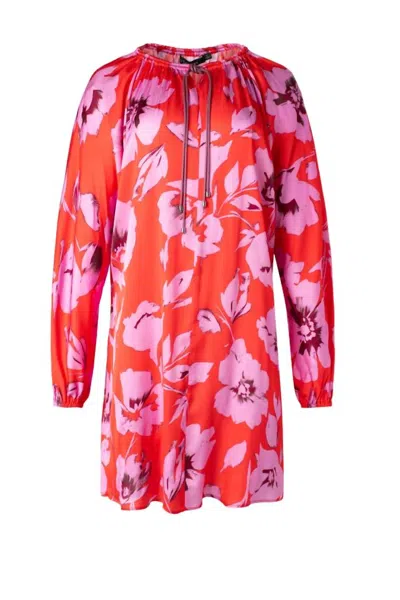 Iris Setlakwe Satin Long Sleeve Tunic Dress In Pink Floral